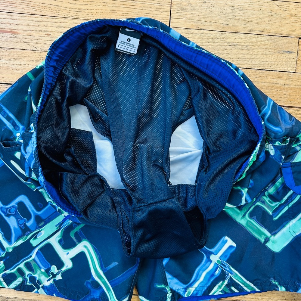 Nike Men L Circuit Board Print Board Shorts Blue Neon Green 9.5" - Picture 8 of 11